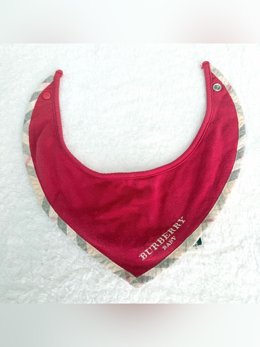 Burberry Baby Bib Infant Girl Boy Unisex Red Nova Check Beige Logo Bandana
